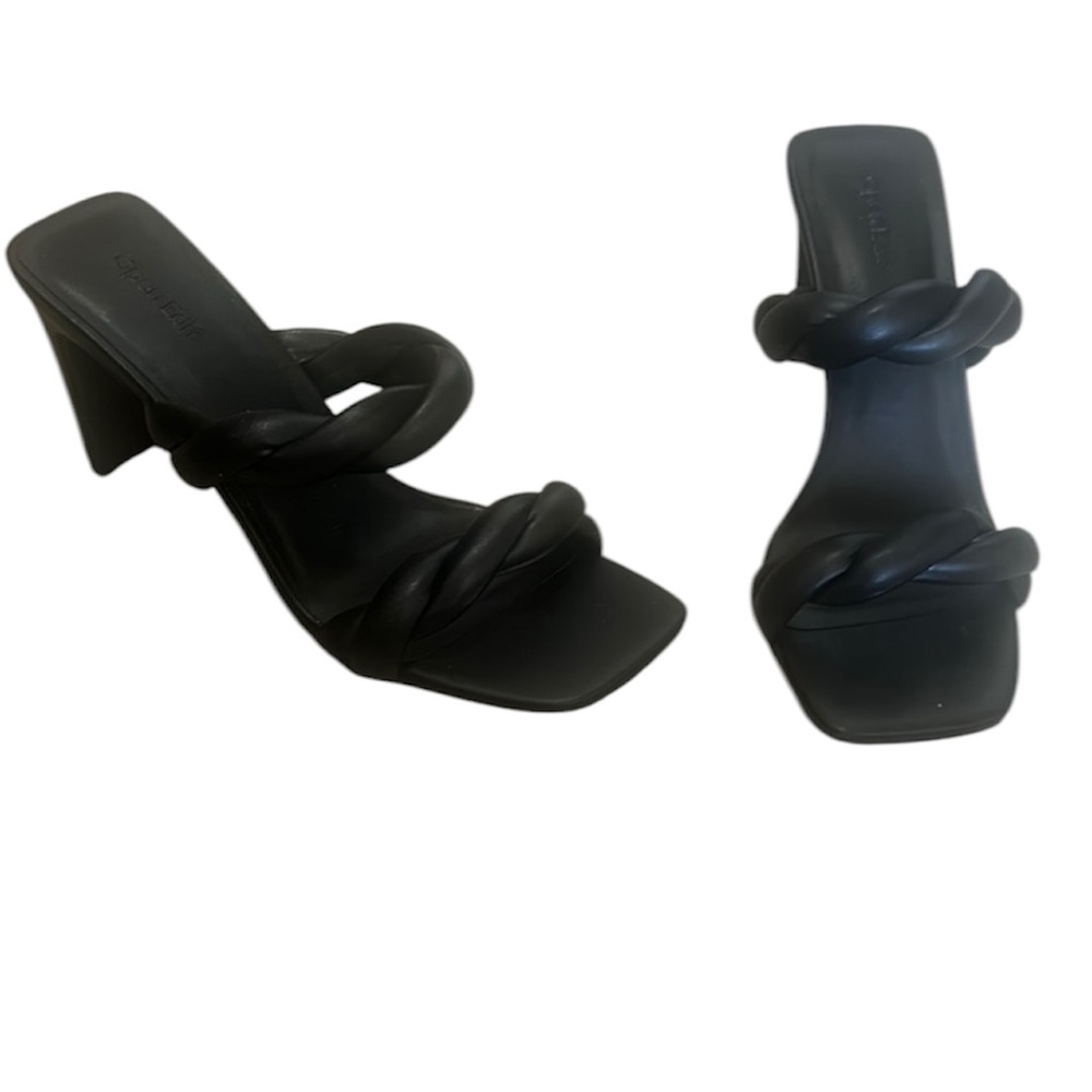 Open Edit Black Remmy Twist Sandal Heels 10